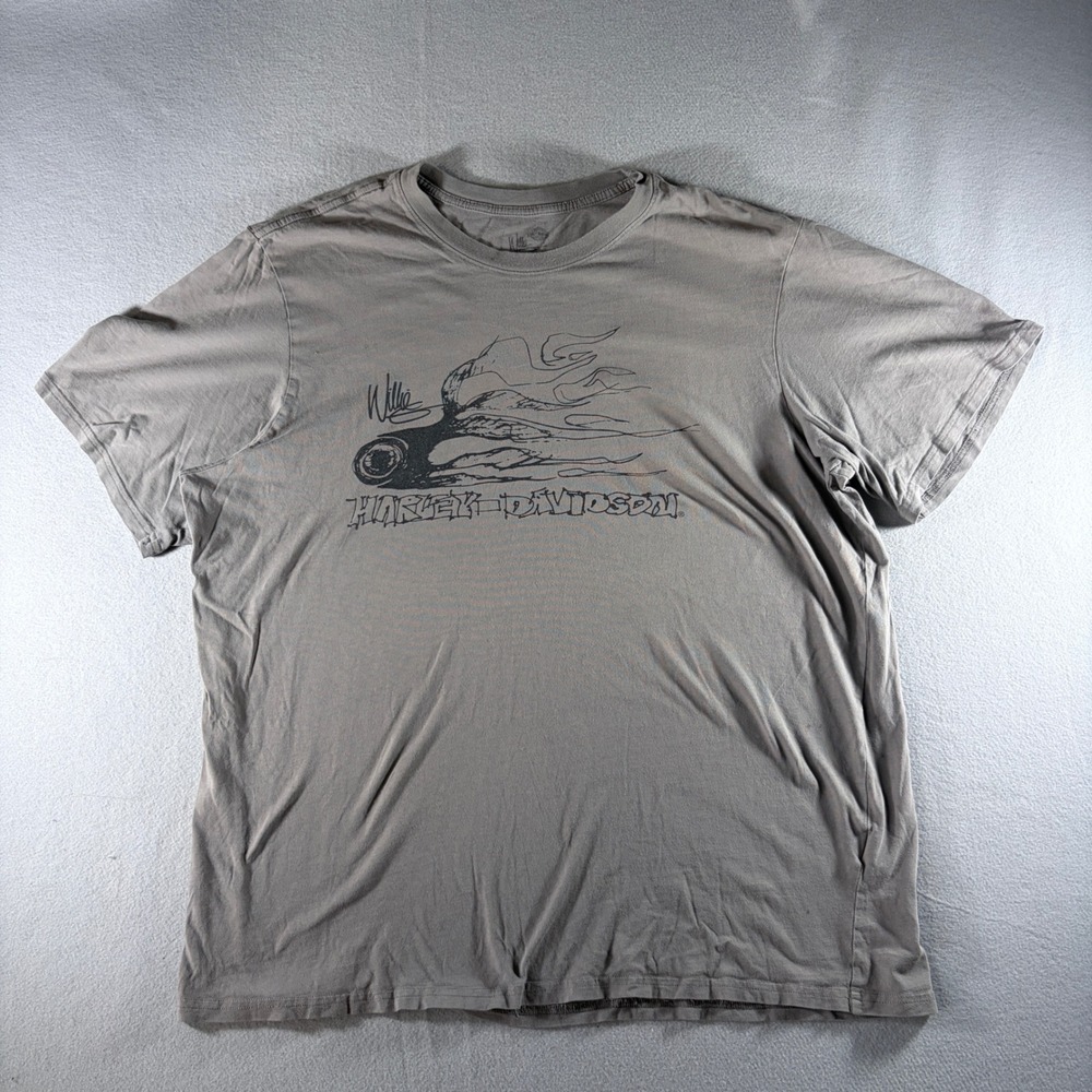 Harley-Davidson Willie G Sketch Graphic T-Shirt Mens XL Gray Flame Made in USA